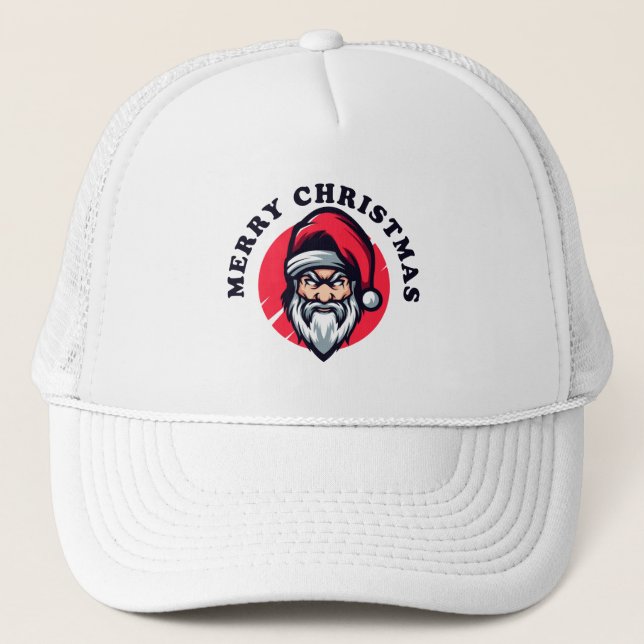 Angry Santa Claus Trucker Hat (Front)