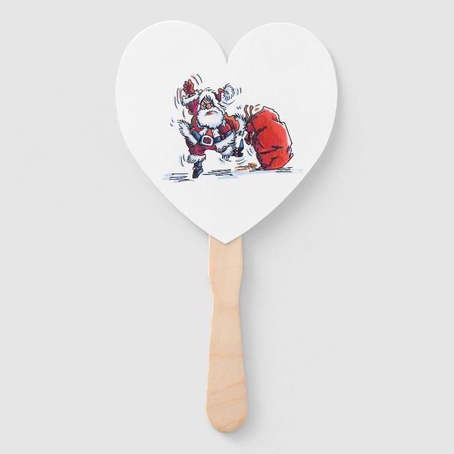 Angry Santa heart hand fans (Front)