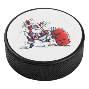 Angry Santa hockey puck