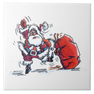 Angry Santa large ceramic tile