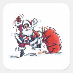 Angry Santa large square stickers