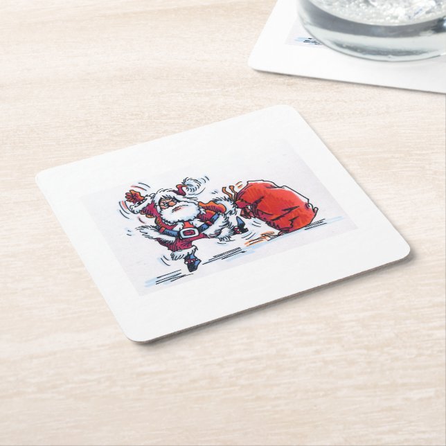 Angry Santa paper coasters (Angled)