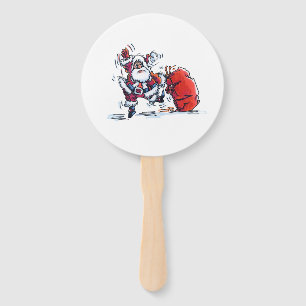 Angry Santa round hand fans