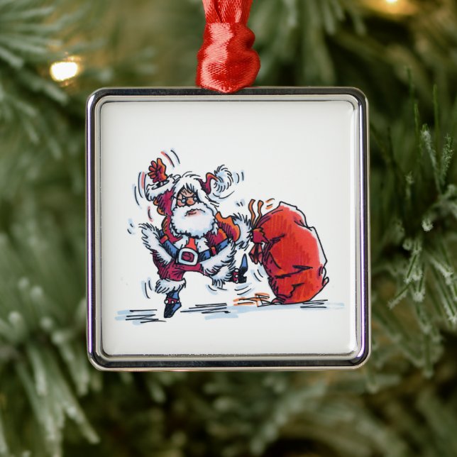 Angry Santa square premium ornament (Tree)