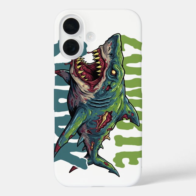 Angry scary Zombie shark illustration Case-Mate iPhone Case (Back)