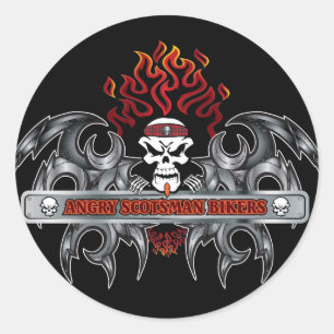 Angry-Scotsman-Bikers Classic Round Sticker