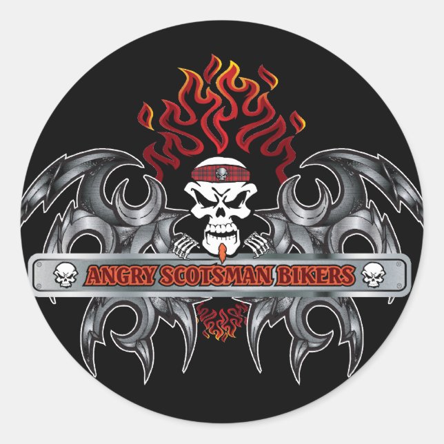 Angry-Scotsman-Bikers Classic Round Sticker (Front)