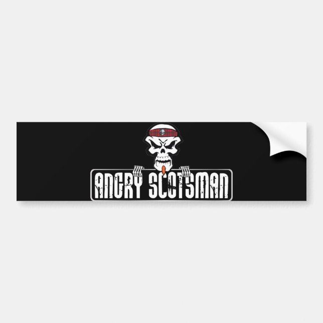 Angry-Scotsman Skull Bumper Sticker (Front)