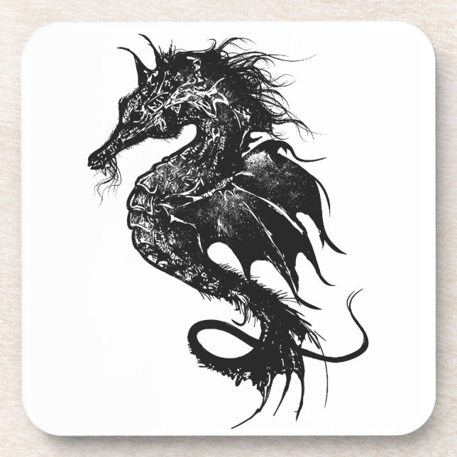 Angry Sea Horse in Black Coaster (Front)