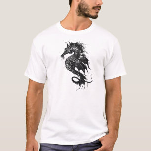 Angry Sea Horse in Black T-Shirt