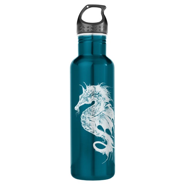 Angry Sea Horse in White Pick Your Background 710 Ml Water Bottle (Front)