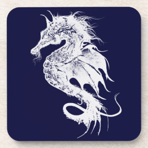 Angry Sea Horse in White Pick Your Background Coaster