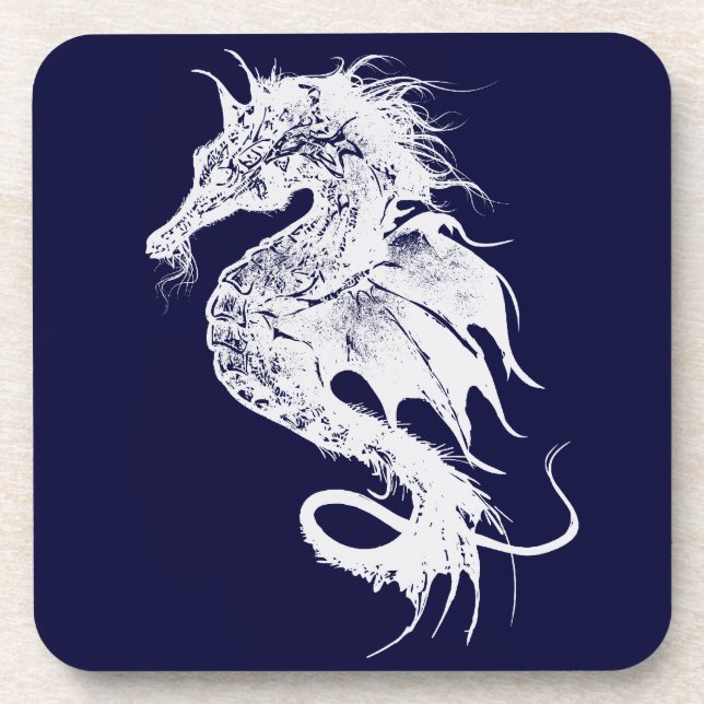 Angry Sea Horse in White Pick Your Background Coaster (Front)
