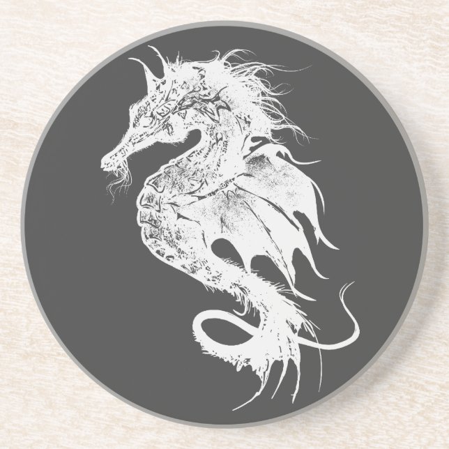 Angry Sea Horse in White Pick Your Background Coaster (Front)