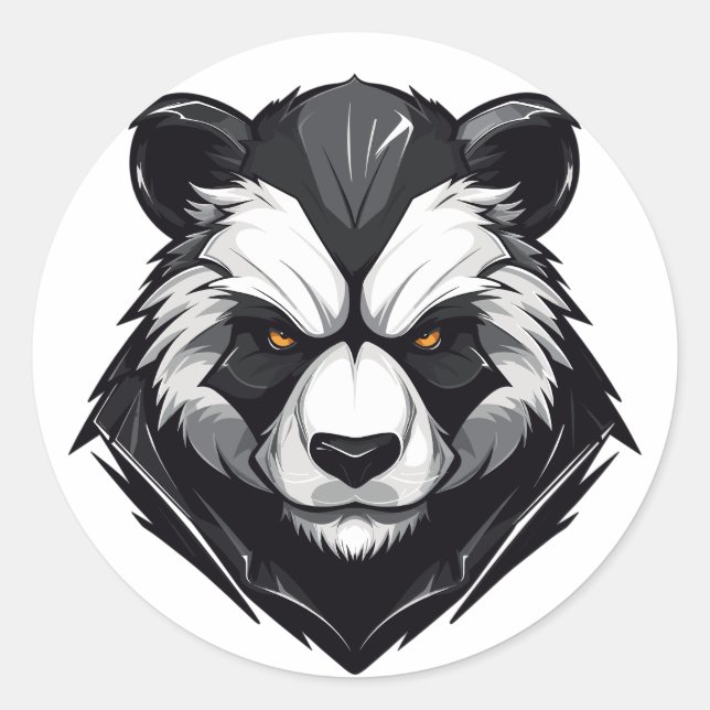 Angry Serious Panda Striking Classic Round Sticker (Front)