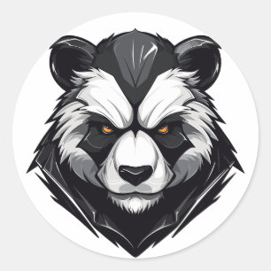 Angry Serious Panda Striking Classic Round Sticker