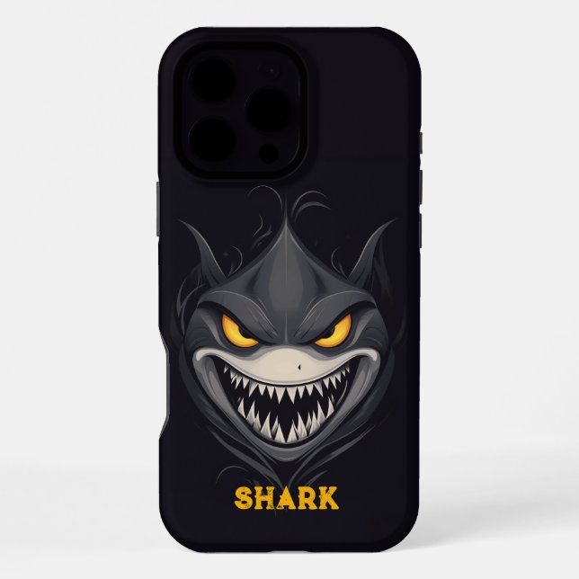 Angry Shark Black iPhone Case (Back)