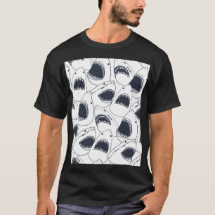 Angry shark, vintage doodle pattern. T-Shirt