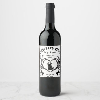 Angry Skeleton Halloween Party Wine Label