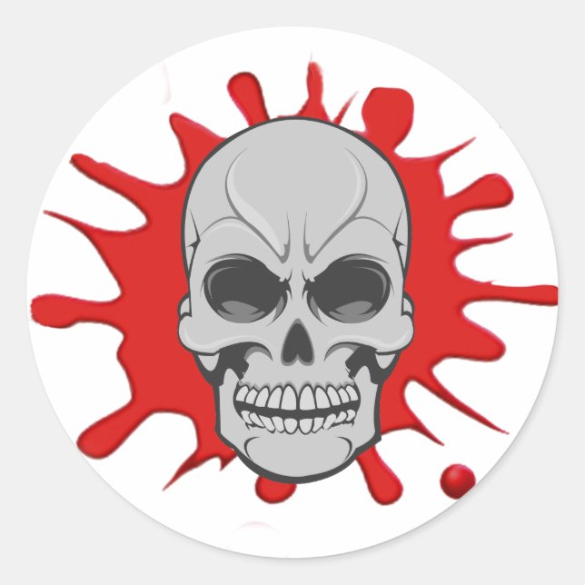 Angry Skull & Blood Splat: Custom Sticker (Front)