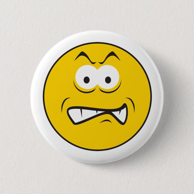 Angry Snarling Face 6 Cm Round Badge (Front)
