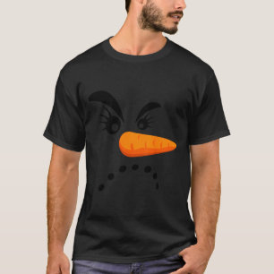 Angry Snowman Face Eyelashes Christmas Snowman Cos T-Shirt