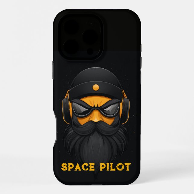 Angry Space Pilot Black iPhone Case (Back)