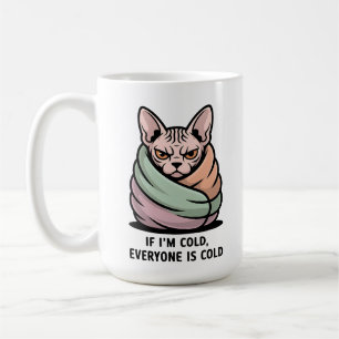 Angry Sphynx Cat Cold Humor Cartoon Art Coffee Mug
