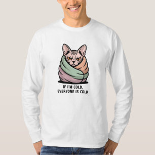 Angry Sphynx Cat Cold Humor Cartoon Art T-Shirt