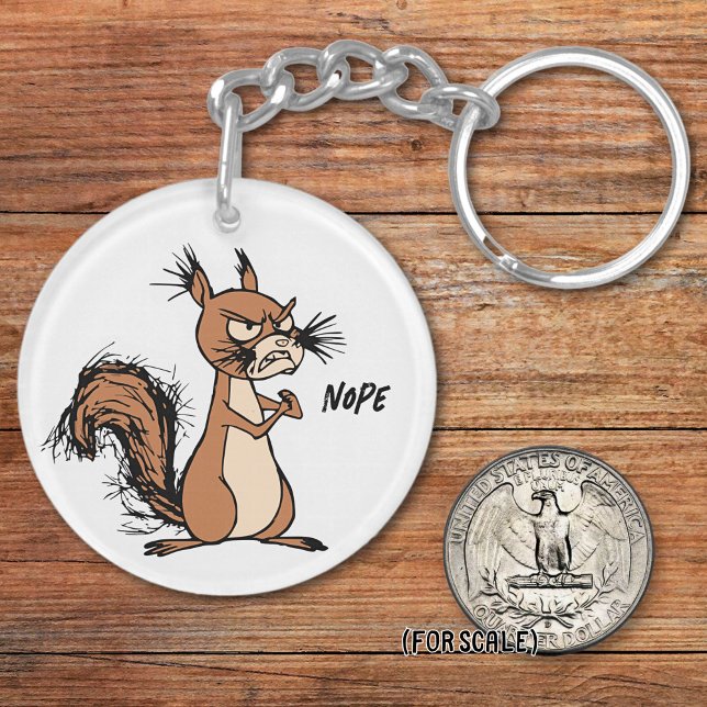 Angry Squirrel Drawing Sarcastic Phrase Bag Charm Key Ring (Creator Uploaded)