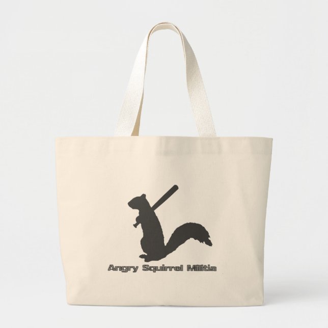 Angry Squirrel Militia Large Tote Bag (Front)