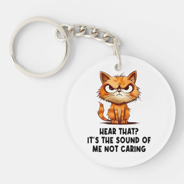 Angry Stressed Cat Funny Stress Meme For Cat Lover Key Ring (Front)