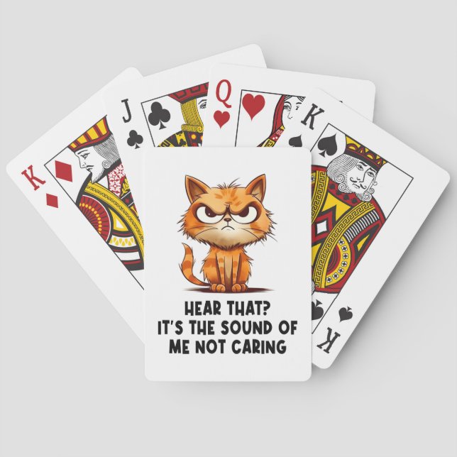 Angry Stressed Cat Funny Stress Meme For Cat Lover Playing Cards (Back)