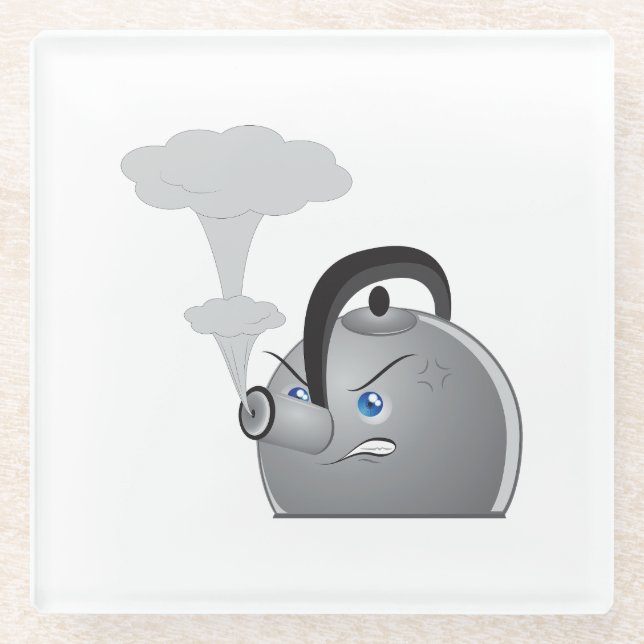 Angry Teapot Glass Coaster (Front)