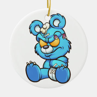 angry teddy bear ceramic tree decoration