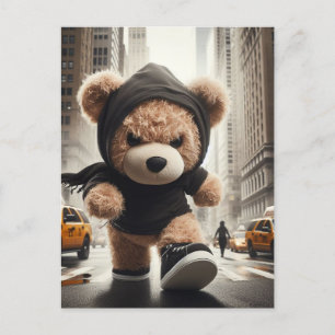 Angry Teddy Bears Storms NYC Postcard