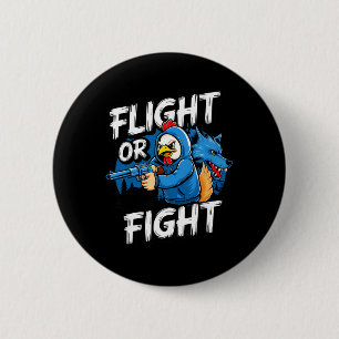 Angry Thug Chicken Flight Or Fight Response Funny 6 Cm Round Badge