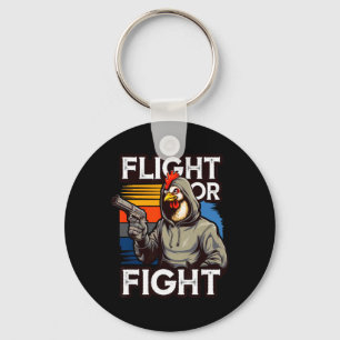 Angry Thug Chicken Flight Or Fight Response Funny Key Ring