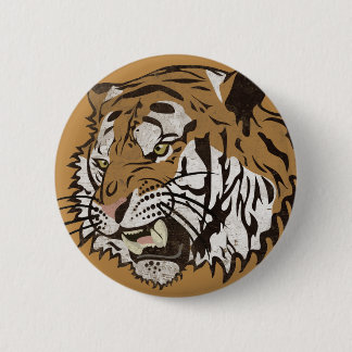 Angry Tiger 6 Cm Round Badge