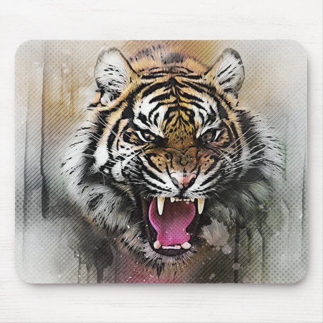 Angry Tiger Mouse Mat (Front)
