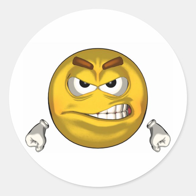 Angry - toon classic round sticker (Front)