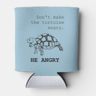 Angry Tortoise black ink drawing Can Cooler