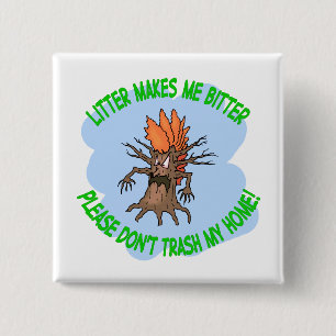 angry tree 15 cm square badge