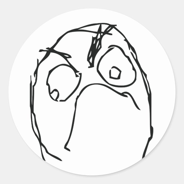 Angry Unhappy Meme Face Classic Round Sticker (Front)