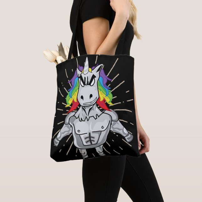 Angry Unicorn Tote Bag (Close Up)