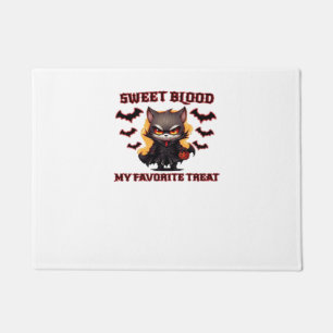 Angry Vampire Cat Craves Sweet Halloween Blood Ove Doormat