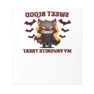Angry Vampire Cat Craves Sweet Halloween Blood Ove Notepad