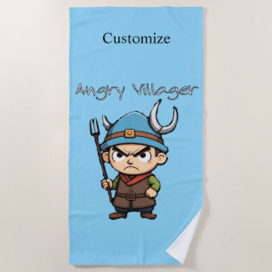 Angry Villager Pitchfork Thunder_Cove Beach Towel