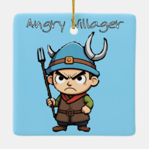 Angry Villager Pitchfork Thunder_Cove Ceramic Ornament