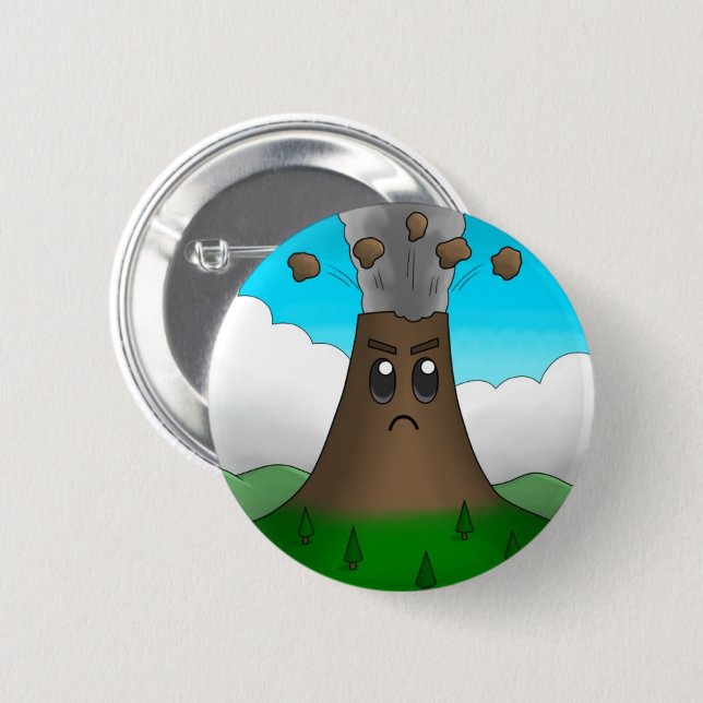 Angry Volcano 6 Cm Round Badge (Front & Back)